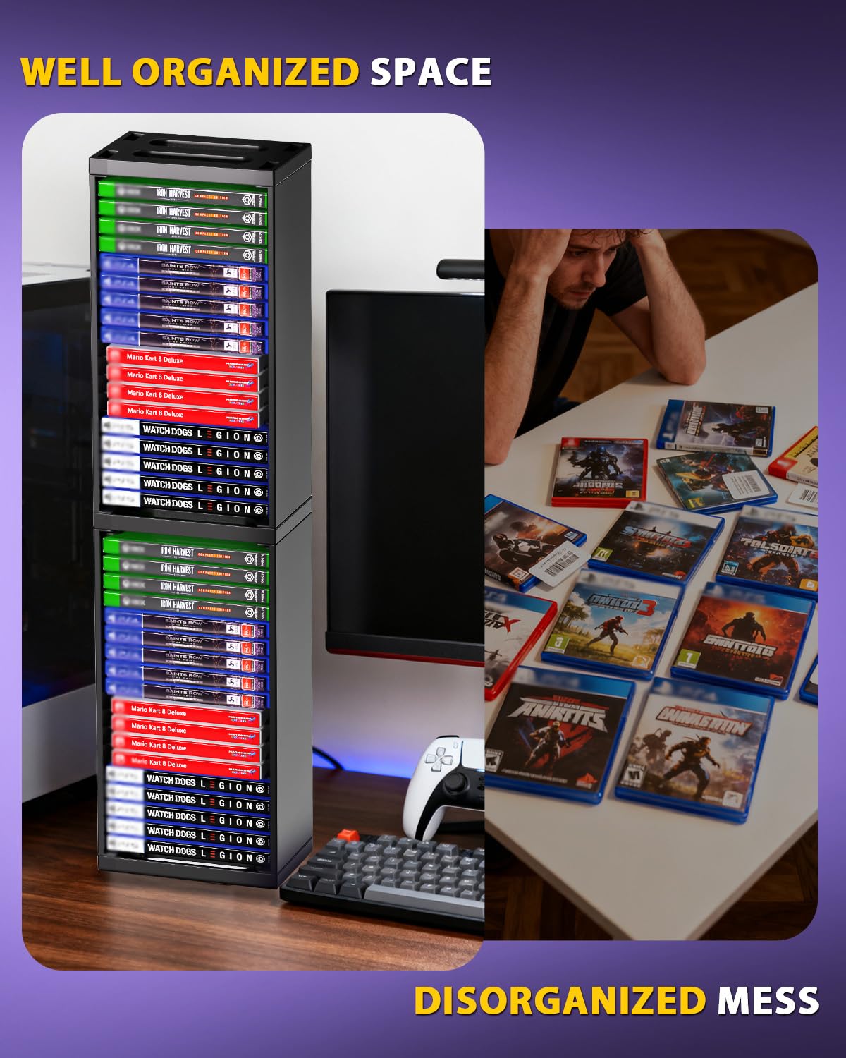 Nargos keeps entertainment area organized with a compact stand.