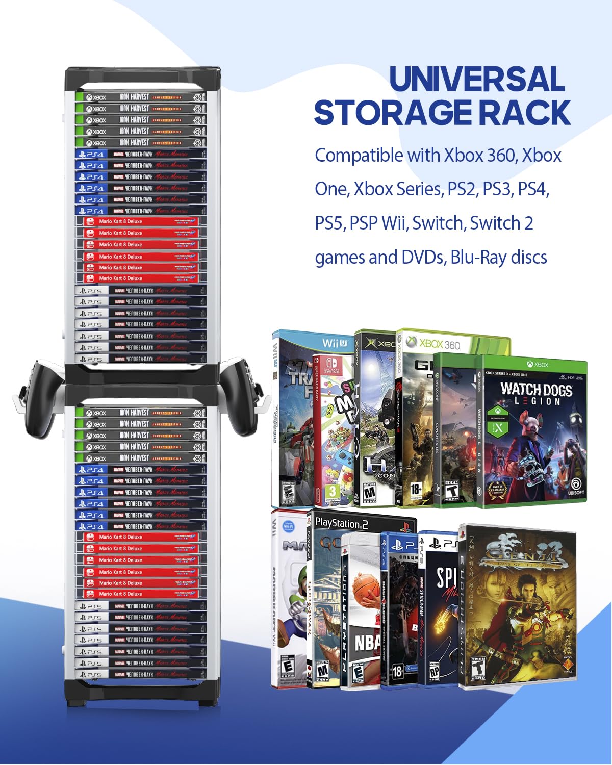 Nargos side-mounted controller holder visible with controller stored for easy access
