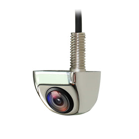 Natika chrome front-view camera mounted on bumper showing sleek OEM look and improved visibility