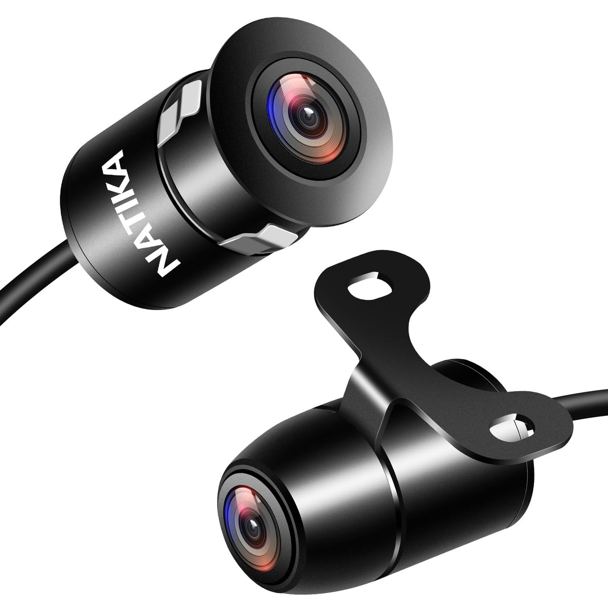 natika front view metal backup camera showing compact profile and durable build