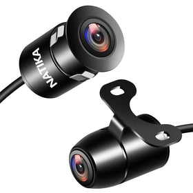 natika front view metal backup camera showing compact profile and durable build