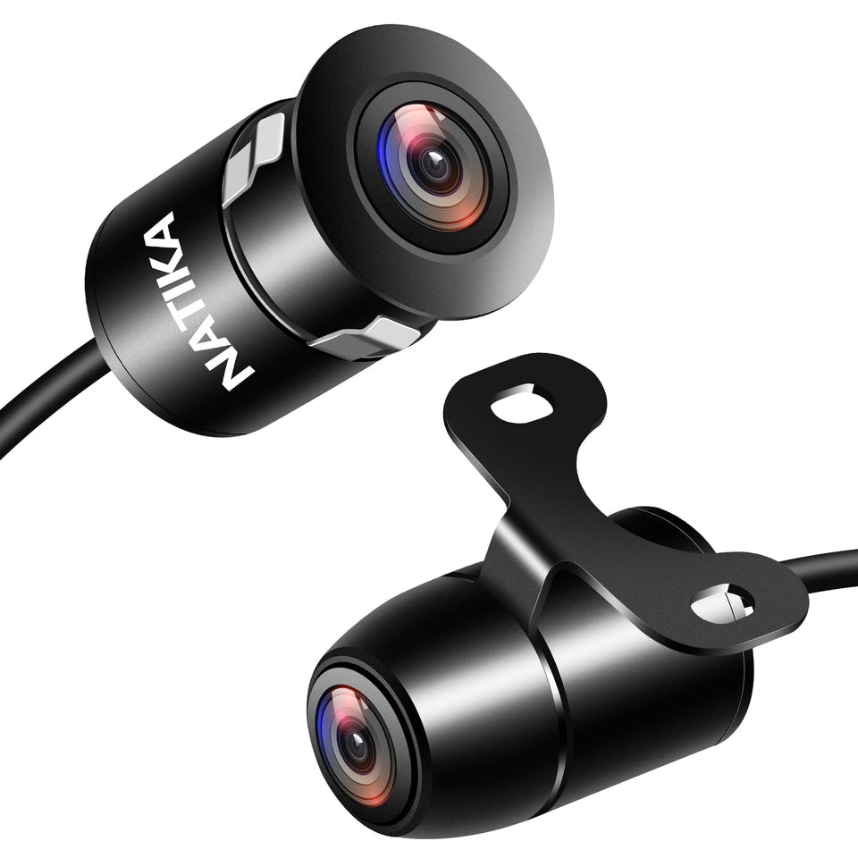 natika front view metal backup camera showing compact profile and durable build