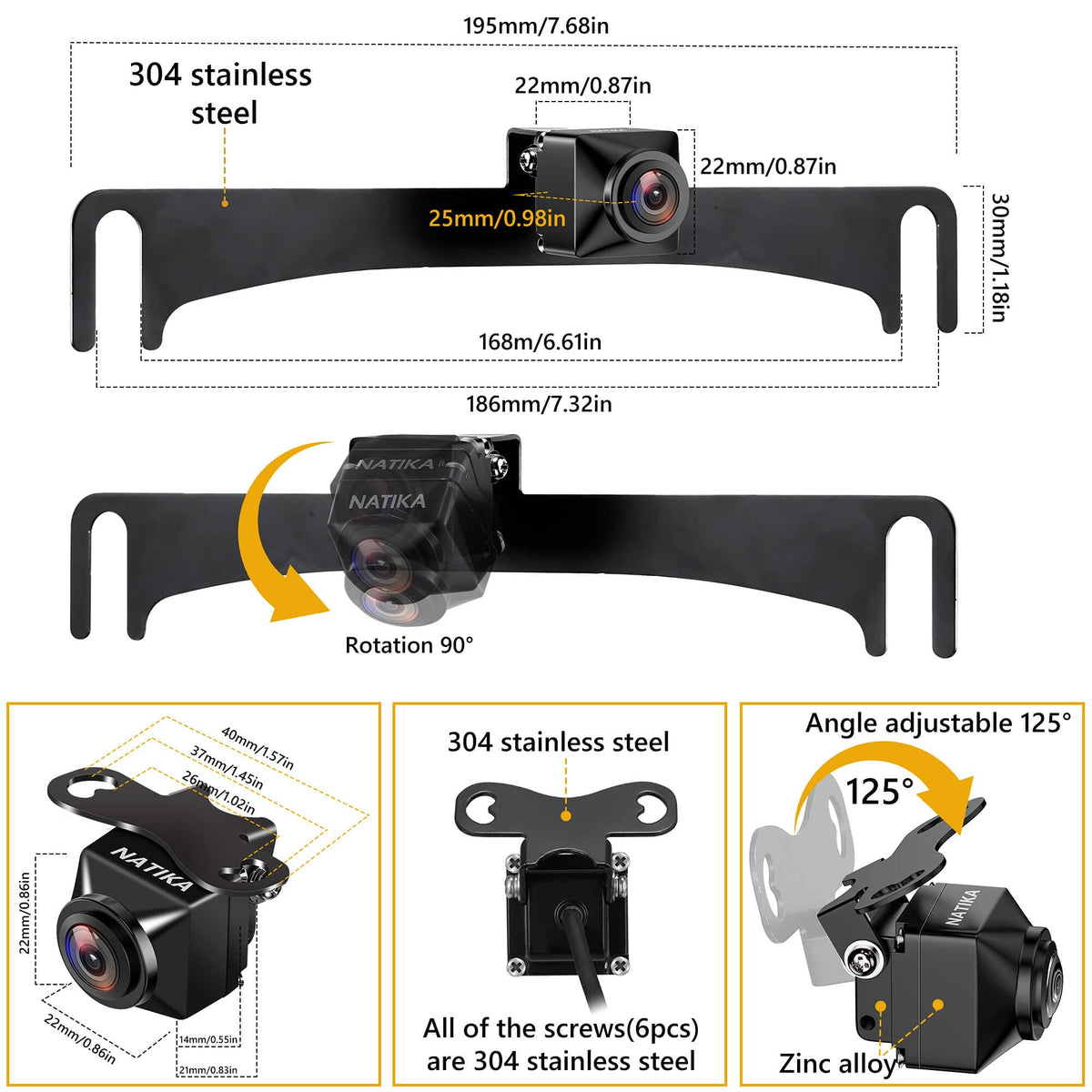 Durable metal housing and brackets provide a compact, sturdy look.