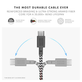 Native Union Type-C Belt Cable features O-Flex strain relief to absorb stress at connectors.