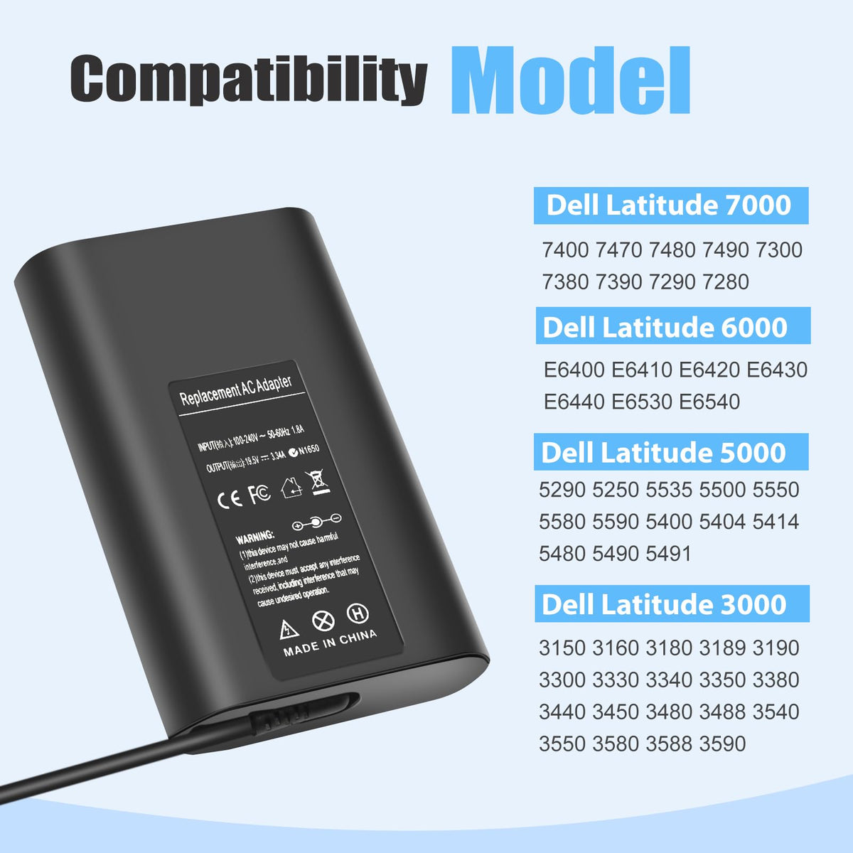 NATNO 65W LA65NS2-01 side view, slim charger ideal for travel and workspace.