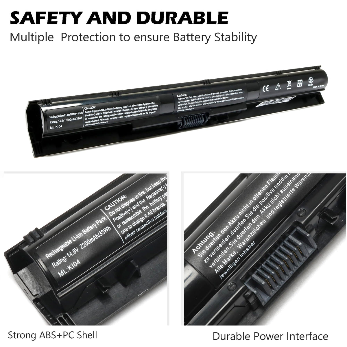 NATNO KI04 battery model info showing HP Pavilion series compatibility.