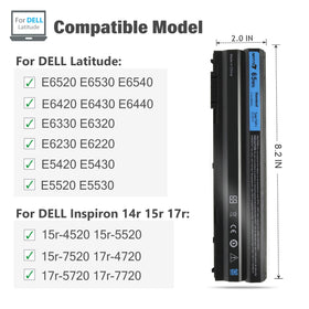 NATNO T54FJ 8858x battery side view for Dell Latitude E6540, reliable daytime power.