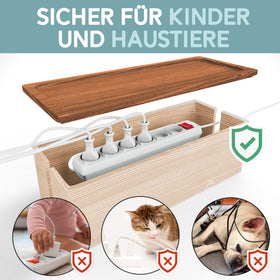 NATURE SUPPLIES open box showing power strip inside for safer storage