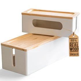 Nature Supplies wood cable box large hides TV cables with real wood finish