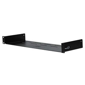 NavePoint front view of 1U vented rack tray showing slim profile and mounting points, improves organization
