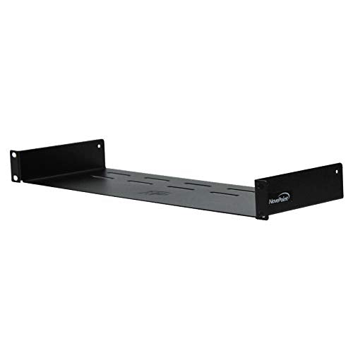 NavePoint front view of 1U vented rack tray showing slim profile and mounting points, improves organization