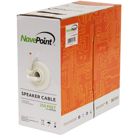 NavePoint 250ft CL2 16/2 white speaker cable, ideal for clean home theater wiring.