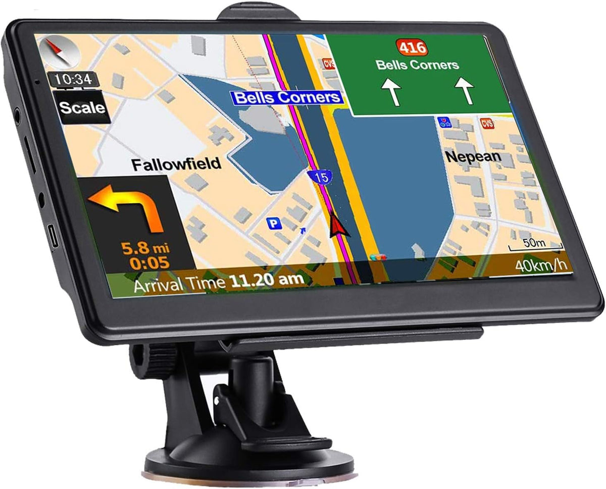 NAVRUF GPS navigation 7-inch touchscreen in dashboard for easy turn-by-turn guidance.