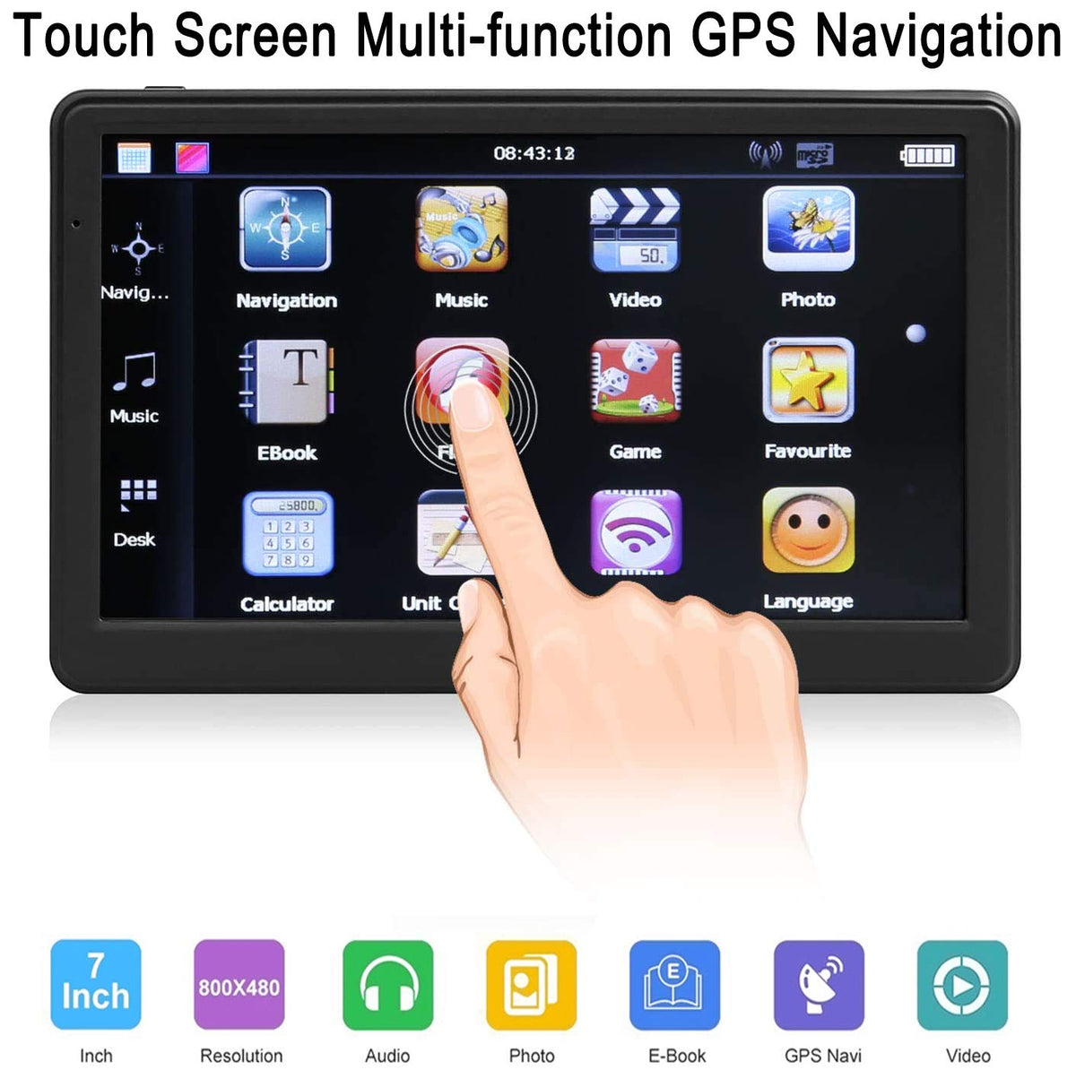 NAVRUF GPS navigation with real voice directions for hands-free driving.