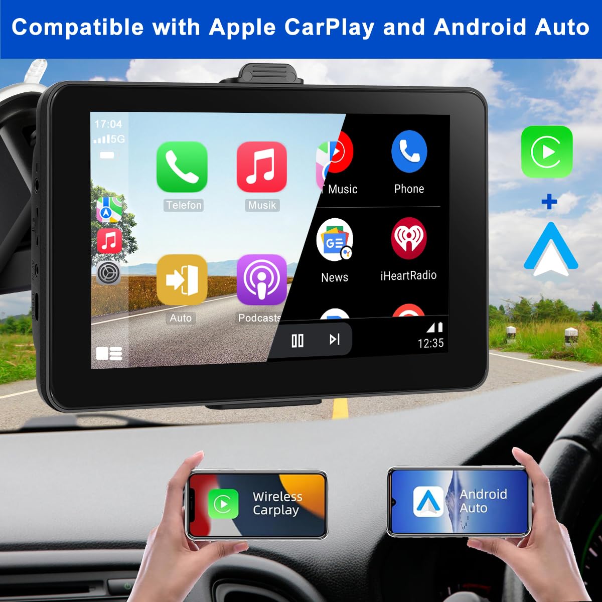 NAVRUF touchscreen being tapped for quick media control