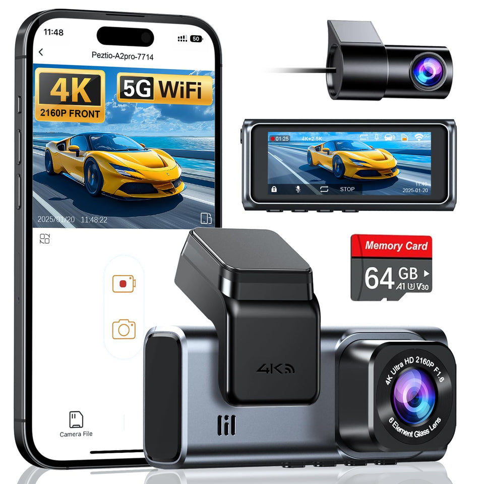 Navycrest 4K+2.5K dashcam front-rear view for crisp evidence.