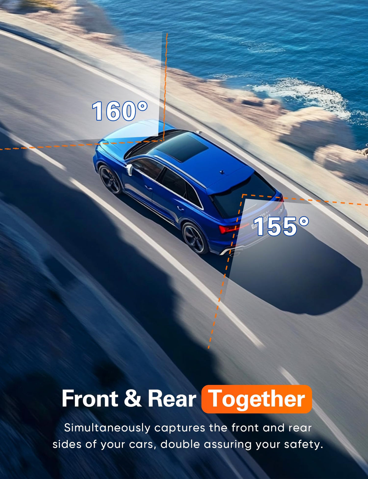 Navycrest dashcam with in-car charger USB port for power and connectivity.