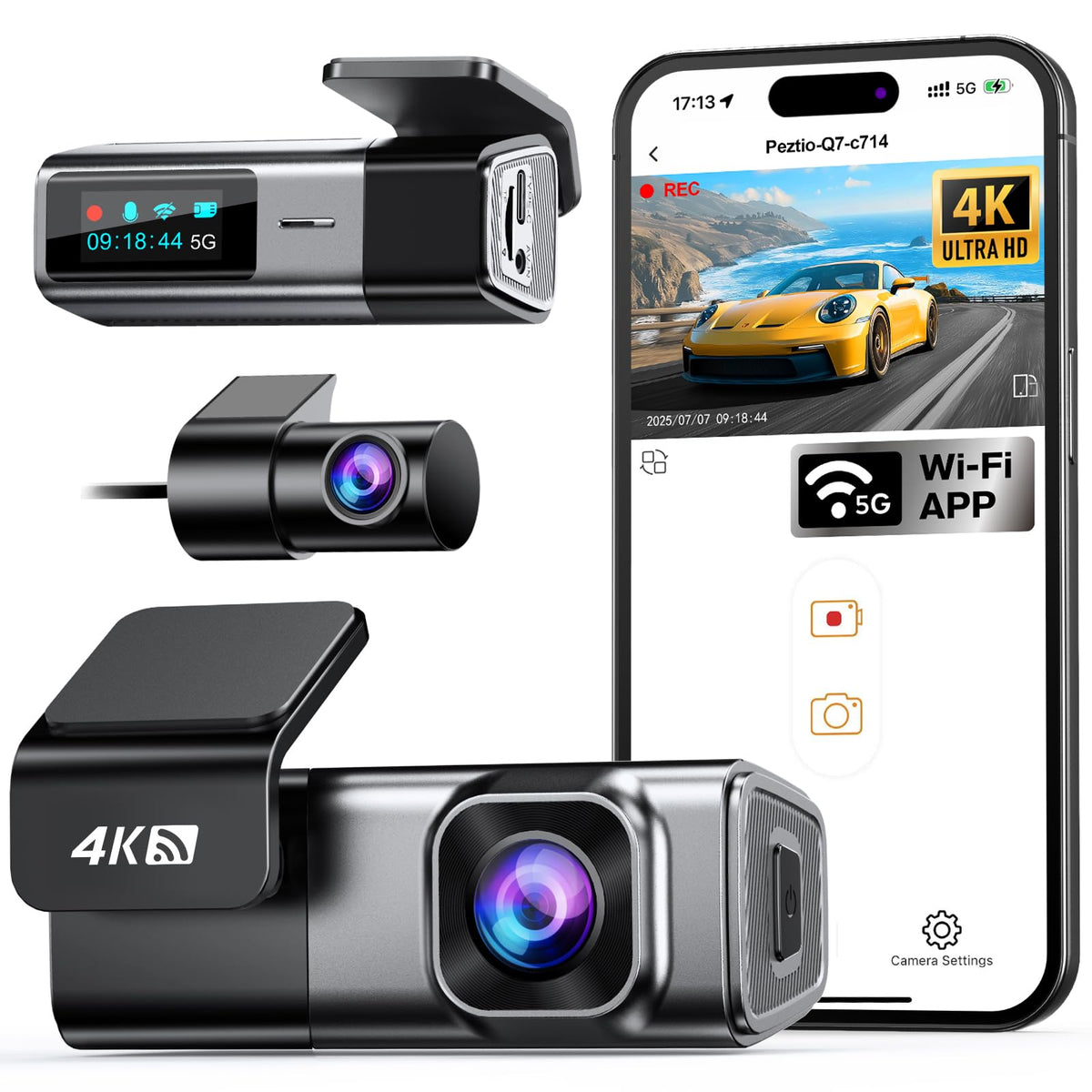 navycrest front camera angled view showing compact design and clear road capture