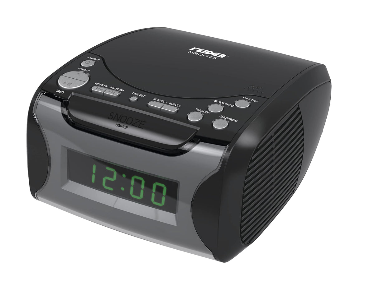 Naxa front view showing clock radio CD for clear bedside display
