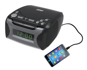Naxa top-loading CD player open showing easy disc access benefit