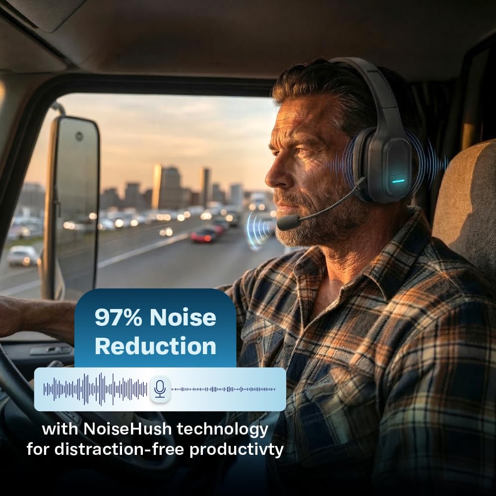 Naztech Trucker boom mic rotatable for clear calls.