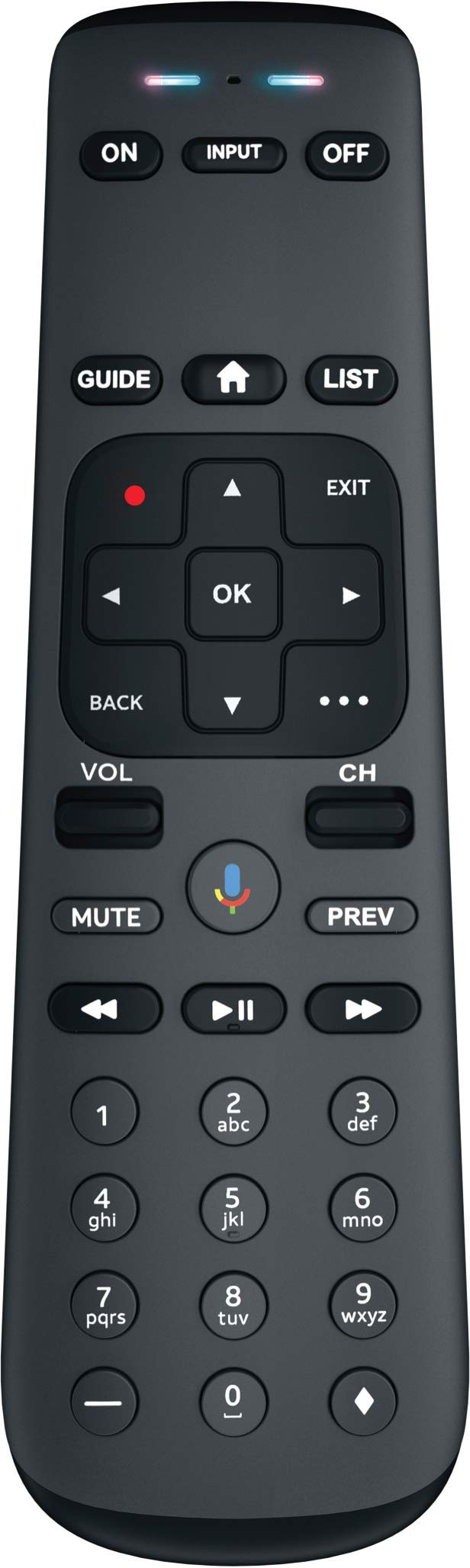 NBS AT&T TV Now remote front view for ergonomic navigation.