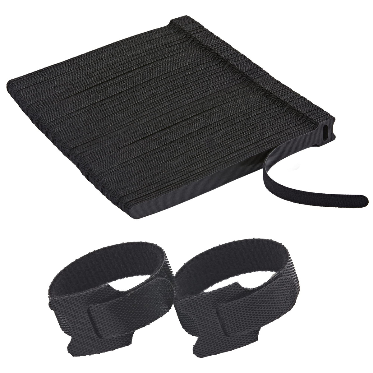 NBTORCH 150 pcs reusable ties with hooks secure cables for a tidy home workspace.