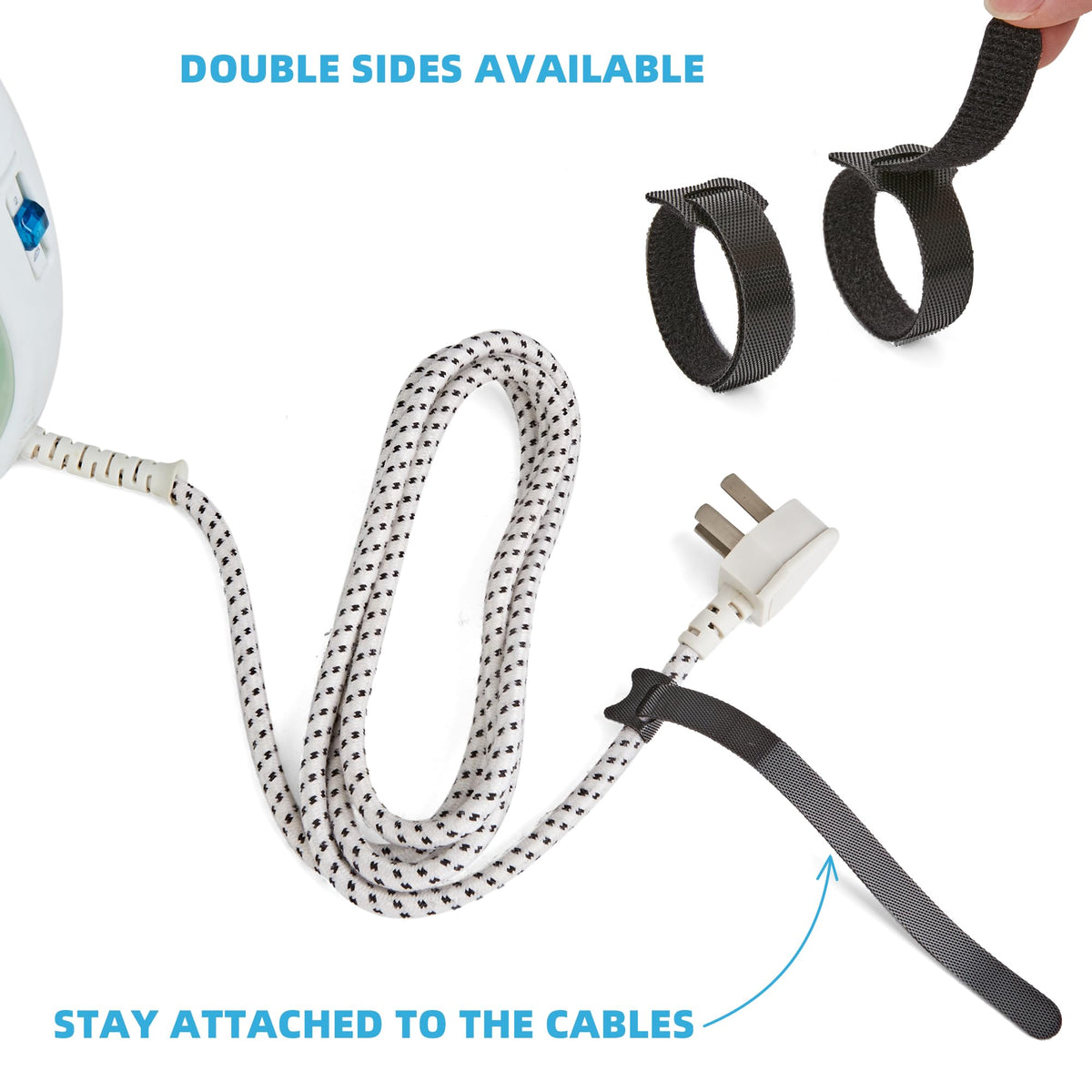 NBTORCH easy-adjustment ties keep cords tidy on desks and entertainment consoles