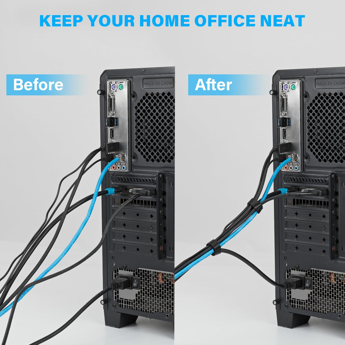 NBTORCH five-color cable ties highlight color-coded organization for home, office, and data centers.