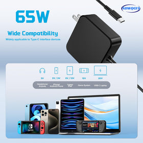 NDWQGFS 65W USB-C charger label close-up highlighting safety features