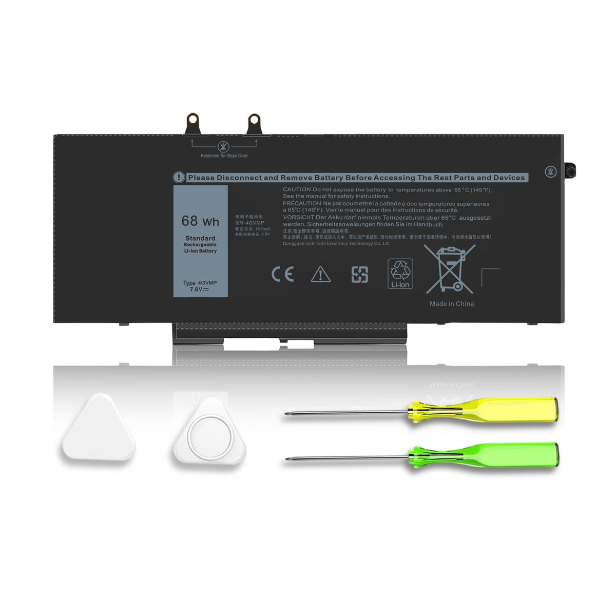 NDWQGFS battery front view showing clean fit and restored runtime benefit