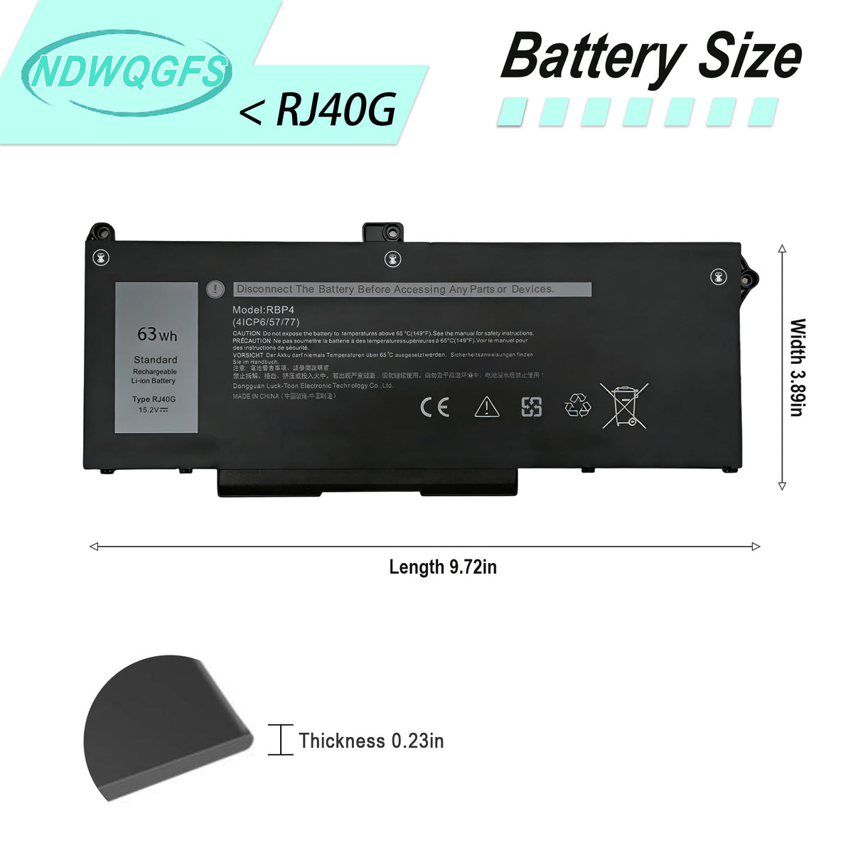 NDWQGFS label with part numbers ensuring correct compatibility and confidence