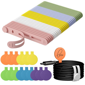 Nearockle 45Pcs cable labels and ties in multicolor for quick organization.