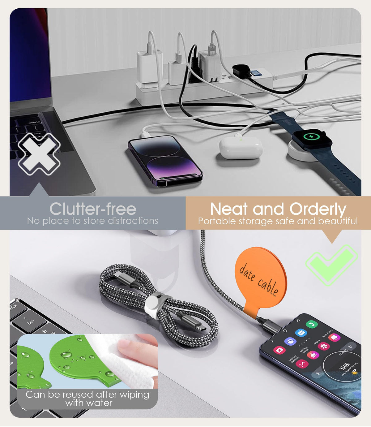 Nearockle color-differentiated cables setup helps visual identification.