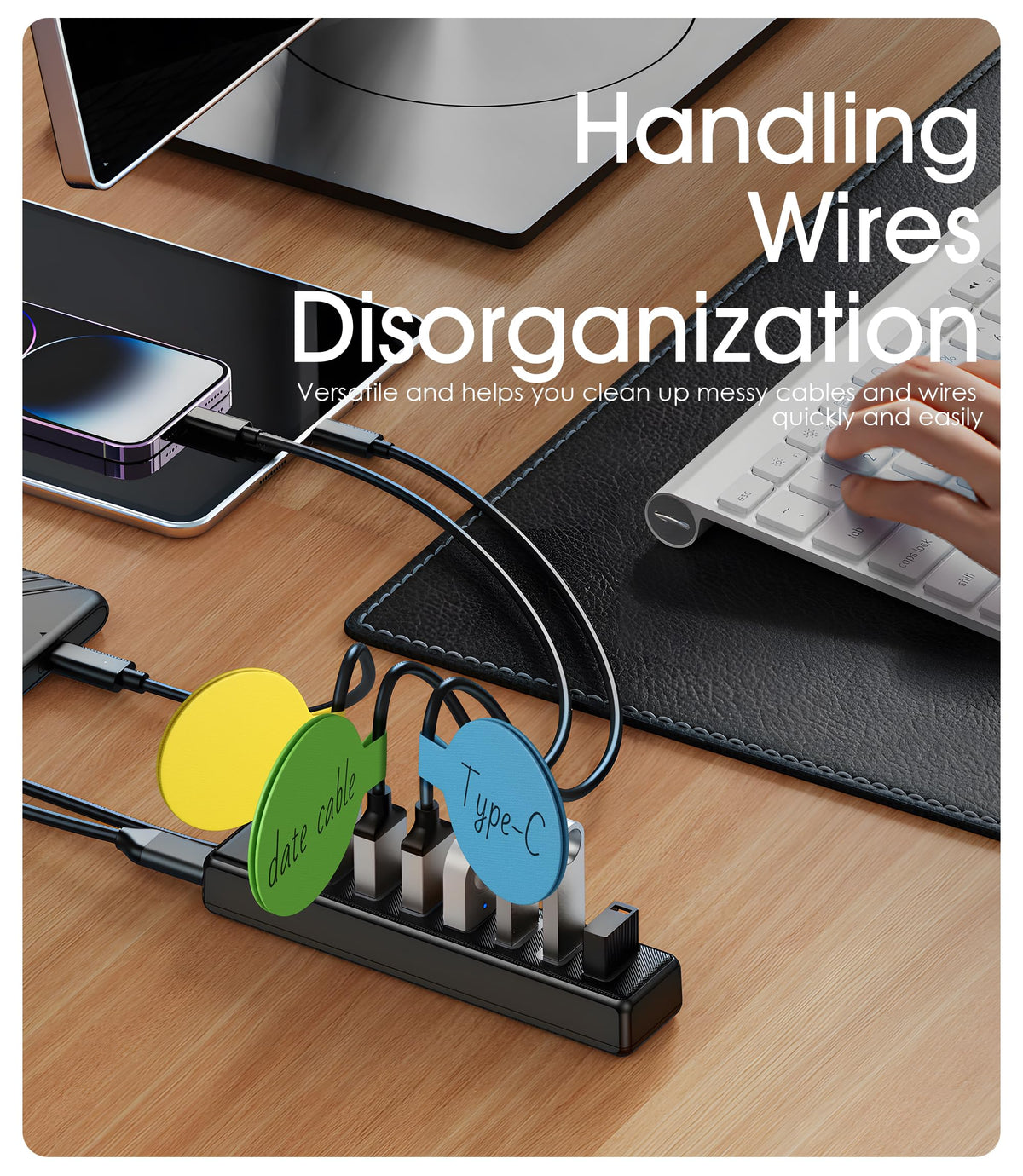 Nearockle home office desk organizes cables for clutter-free workspace.