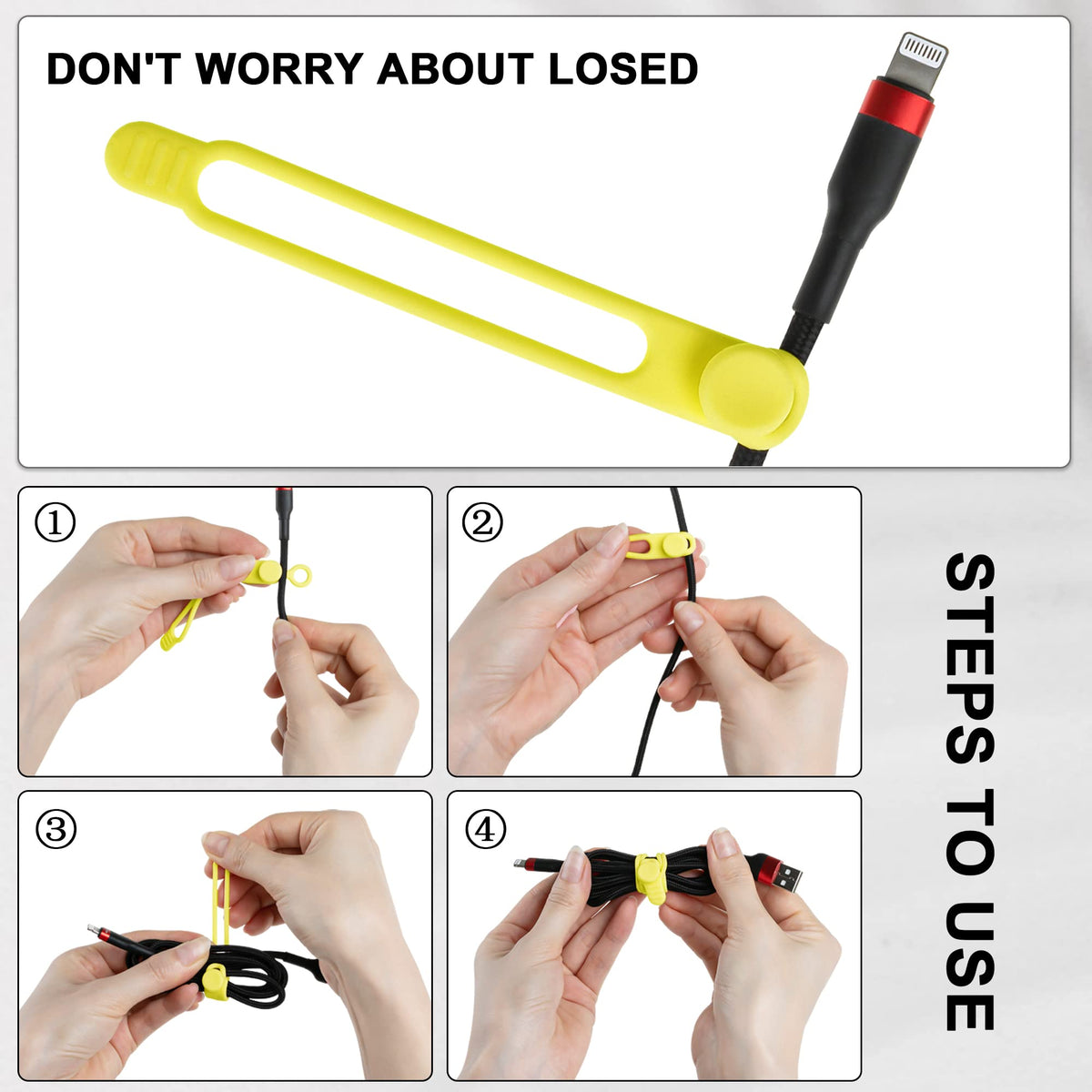 Nearockle 4.2 inch silicone cable ties suitable for earphones and mice.