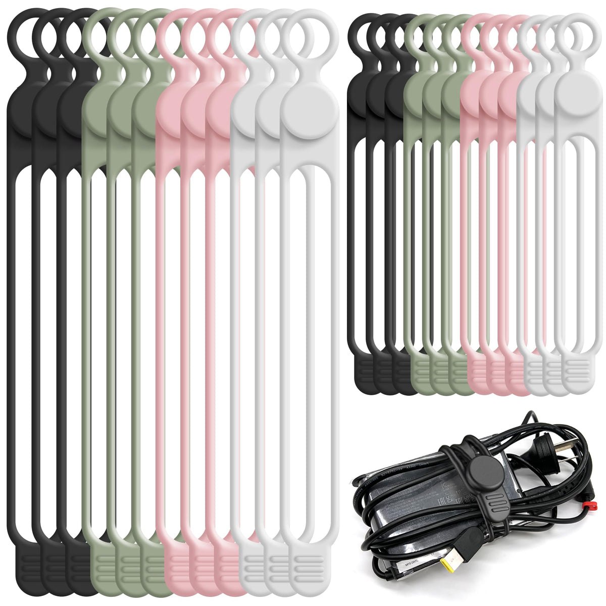 Nearockle silicone cable ties 4.2-inch help tidy headphones and USB cables