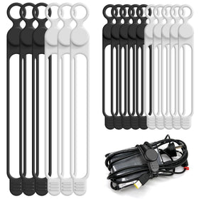 Nearockle silicone cable ties 4.2-inch for small cables, easy bundling and reuse.