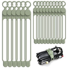 Nearockle silicone cable ties 4.2-inch green neatly bundling desk cables