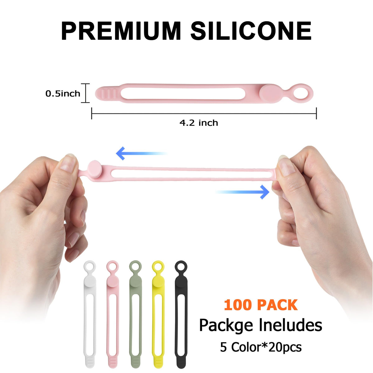 Nearockle silicone cable ties multi-color pack for quick cable classification.