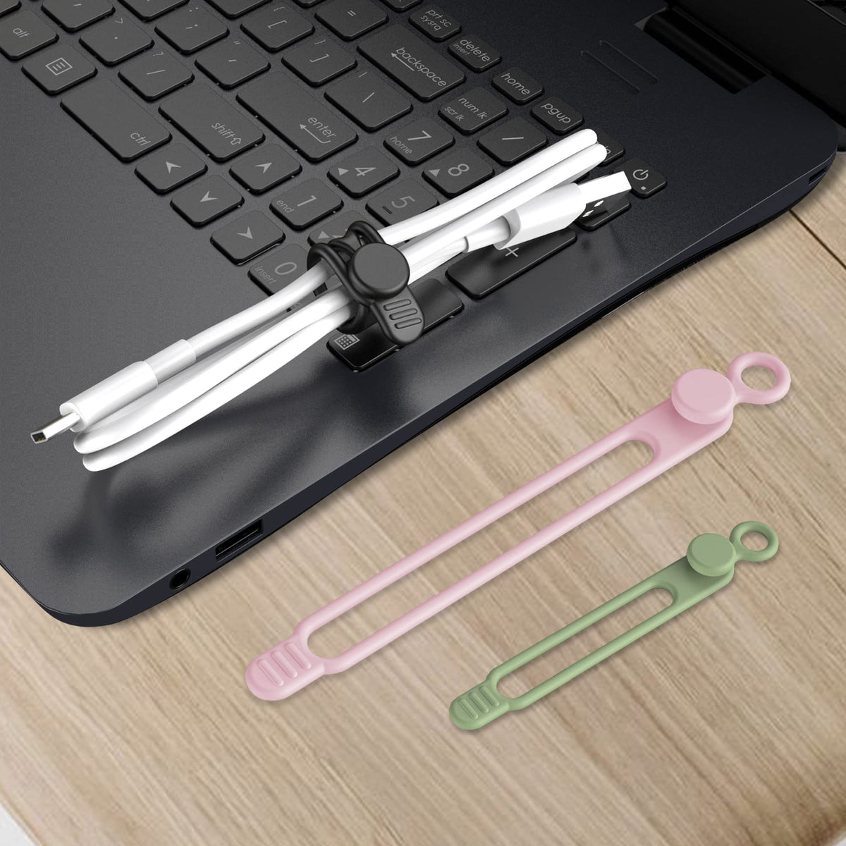 Nearockle silicone cable ties ideal for travel, home, kitchen, and office organization