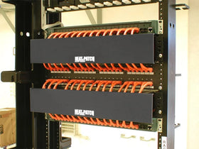 NEAT-PATCH in-rack arrangement secures cables neatly reducing clutter
