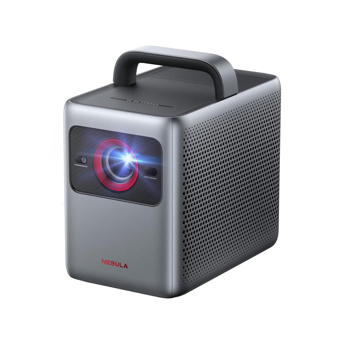 Nebula Cosmos 4K SE projector front view for cinematic home theater visuals.
