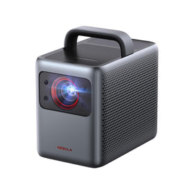 NEBULA Cosmos Laser 4K front view showing compact home theater design and sharp image quality.