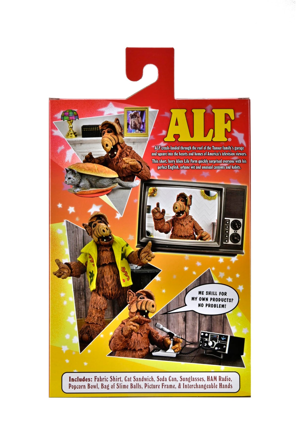 NECA ALF accessories laid out to show included props and play options