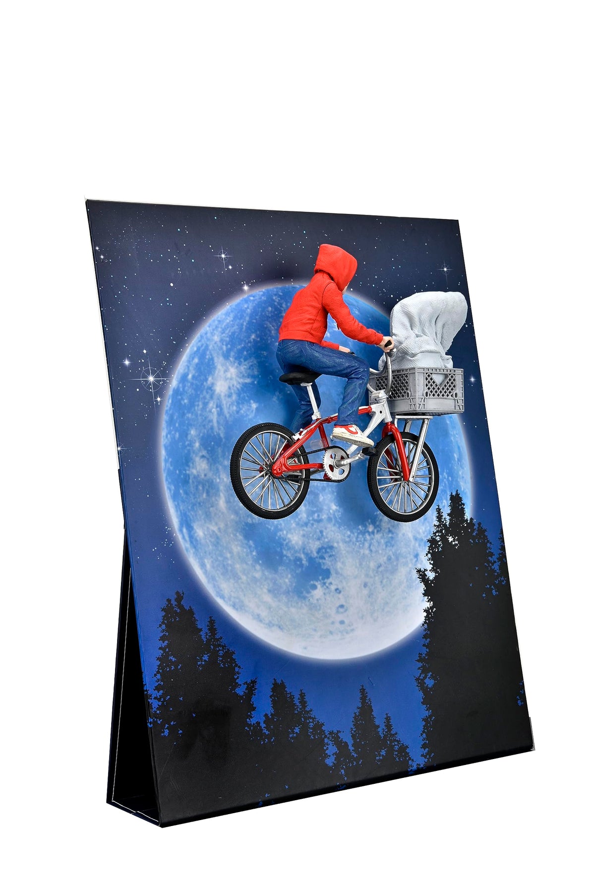 NECA bicycle in mid-roll showing pull-back-and-go action, playful movement without batteries