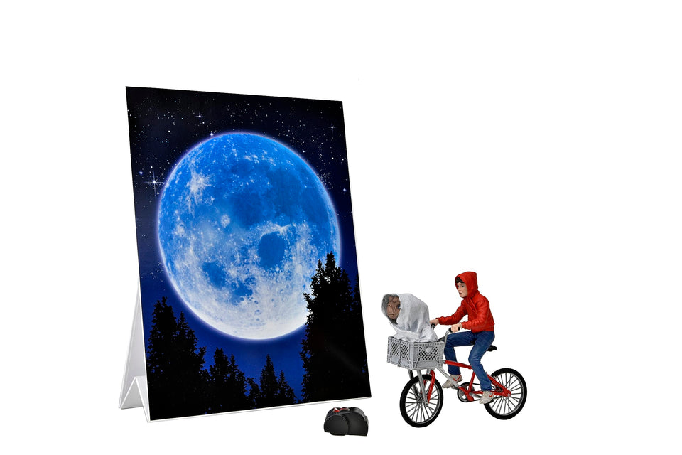 NECA front packaging showing Elliott and E.T. in anniversary box, collectible display appeal