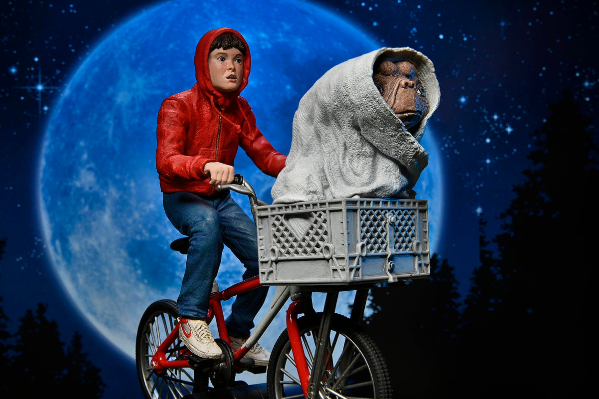 NECA bicycle side profile with figures attached, realistic scale and motion-ready