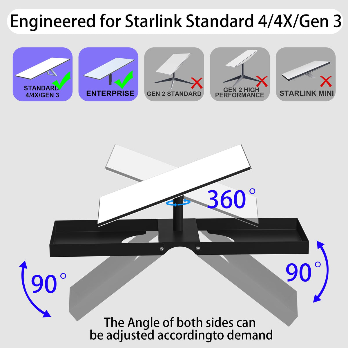 Neeotyy Starlink 13lbs counterweight adds stability in windy conditions.