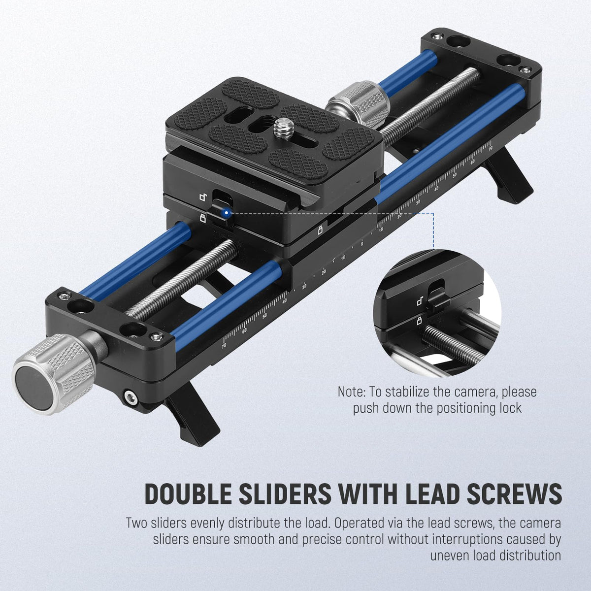 NEEWER Arca-type quick-release base for fast camera mounting.